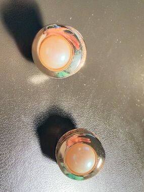 Givenchy Vintage 18K Yellow Gold Plated Pearl Earrings 1” MAKE AN OFFER!